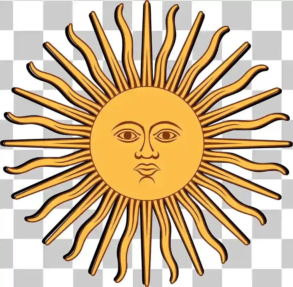 Inti, Sun of May, Yellow Sun Symbol, Argentina Flag, National Icon, PNG Drawing, 