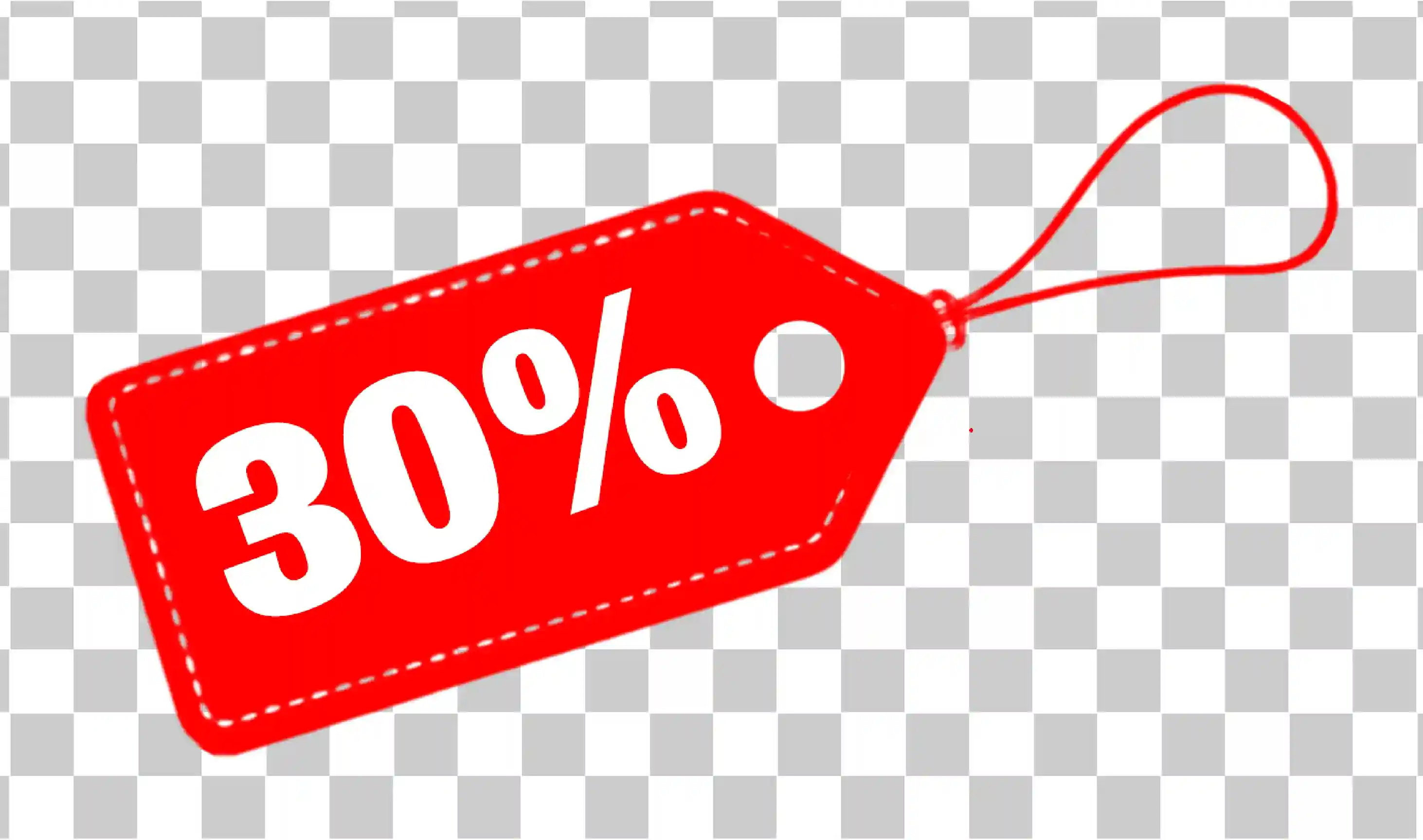30% rabatt på röd rabatttagg, Kampanjförsäljningsetikett och shoppingmärke för erbjudanden, 