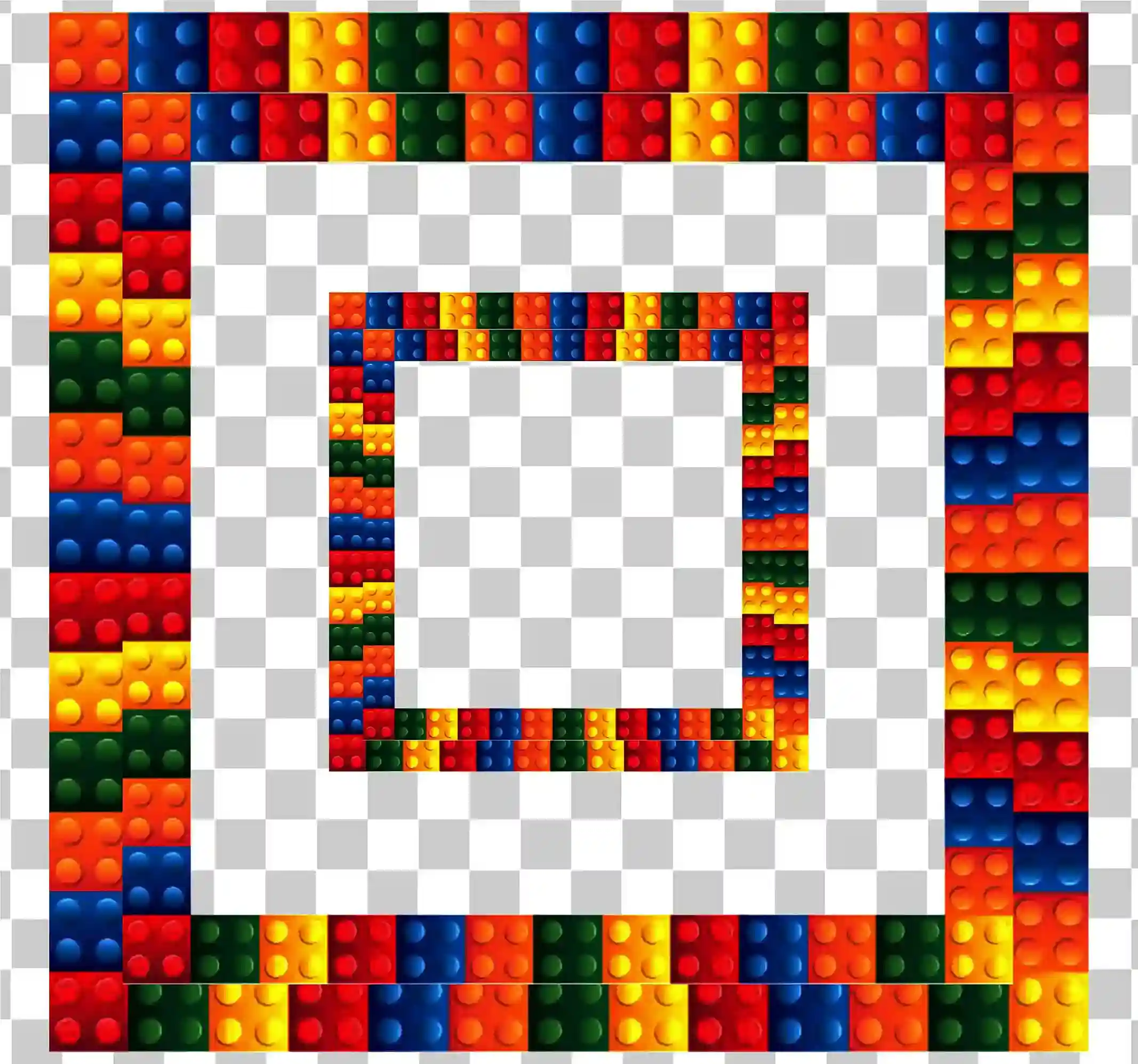 Barevná šablona návrhu hranic LEGO bloku s dekorací stavebních bloků, 