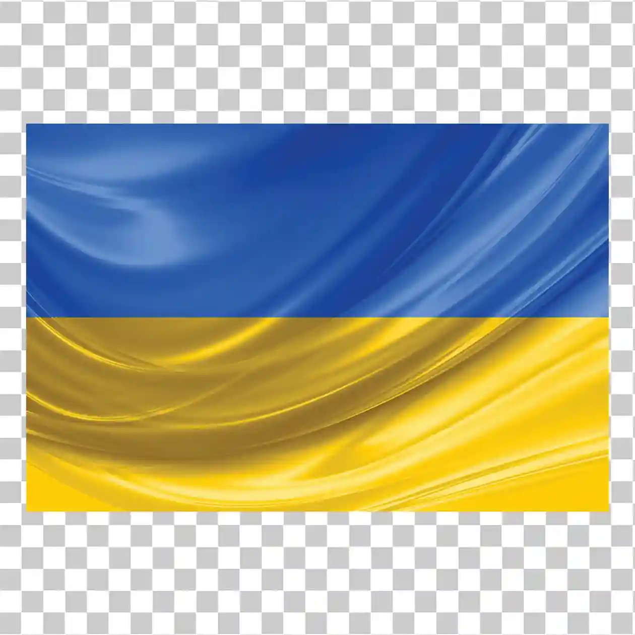 Realistic Ukraine Flag with Fabric Silk Texture, Blue and Yellow Ukrainian National Flag PNG Clipart