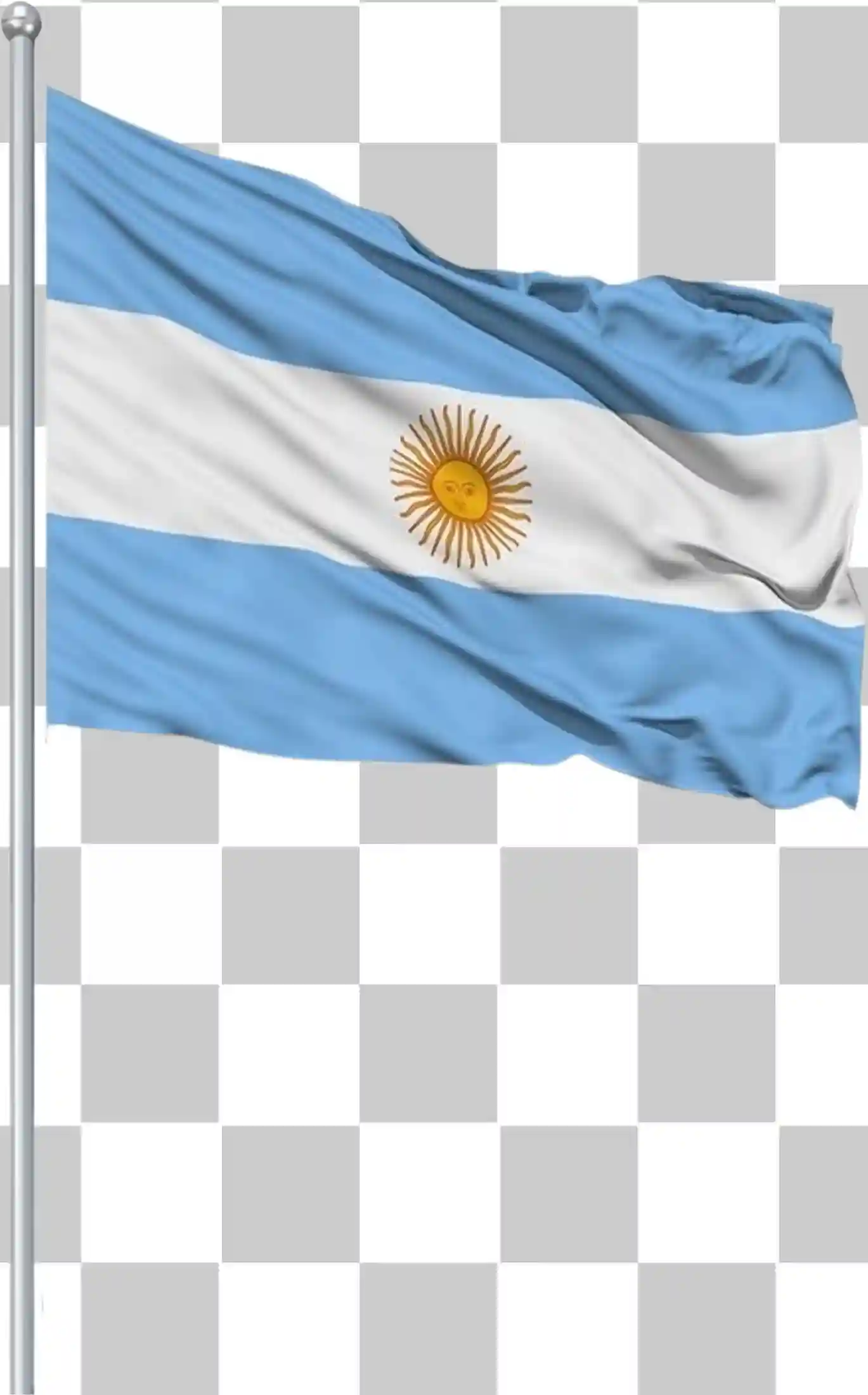 Flag of Argentina, 3D Realistic Waving Flag, Argentina Flag on Flagpole, National Clipart Vector, Blue and White Country Illustration, 
