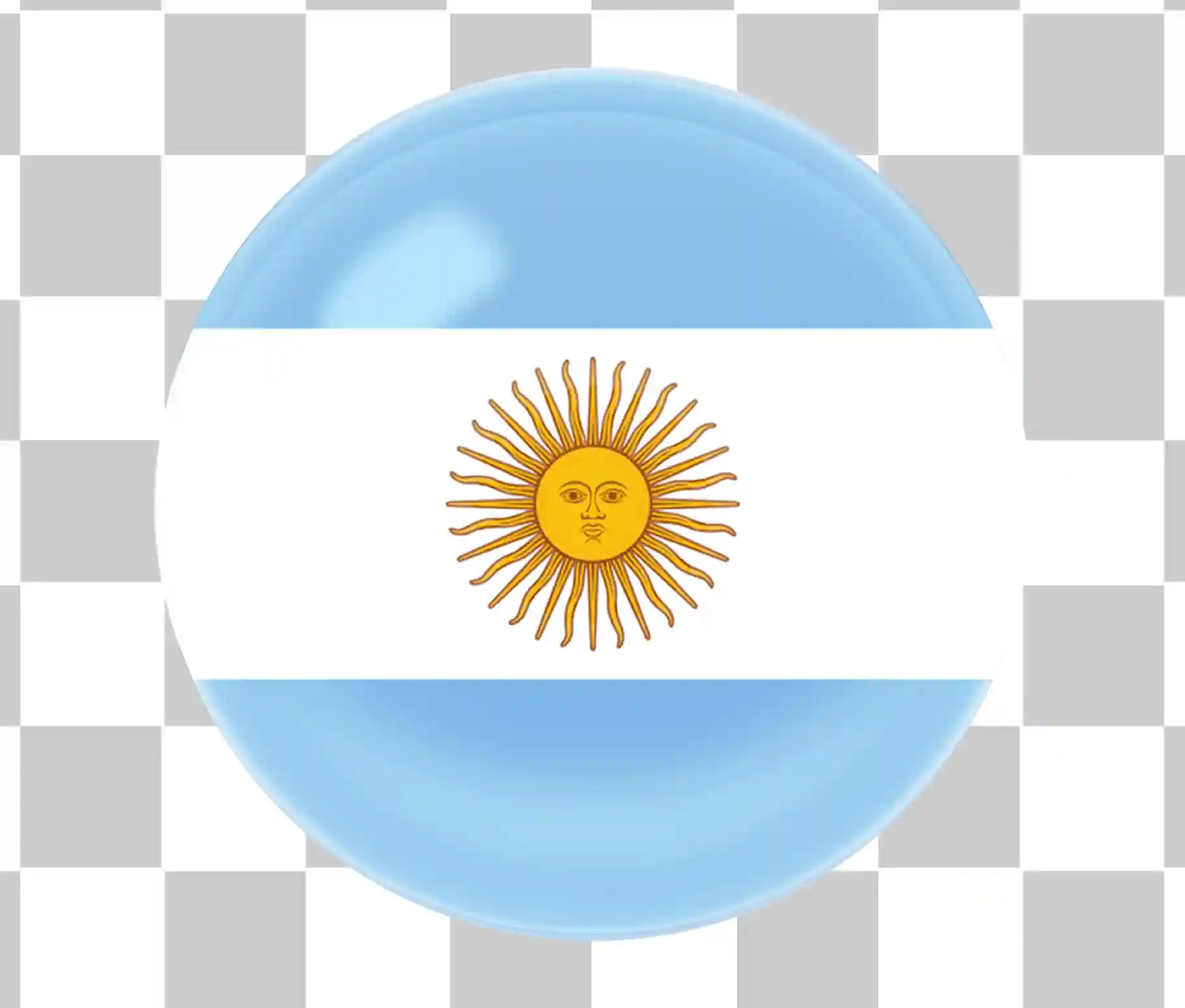 3D Argentina Icon, Circle Flag, Round Argentina Clipart, Flag of Argentina, Blue and White Symbol, 