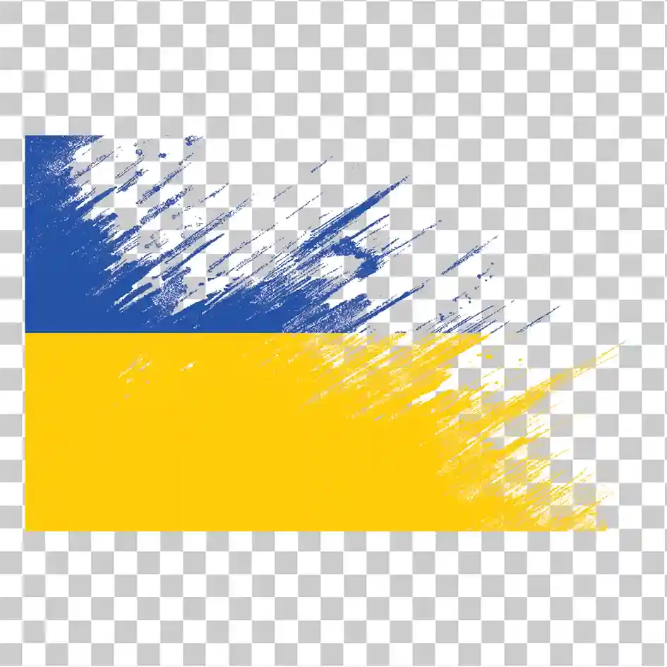 Ukraine Flag in Grunge Style, Painted Blue and Yellow Flag of Ukraine, Brush Texture PNG Design, 