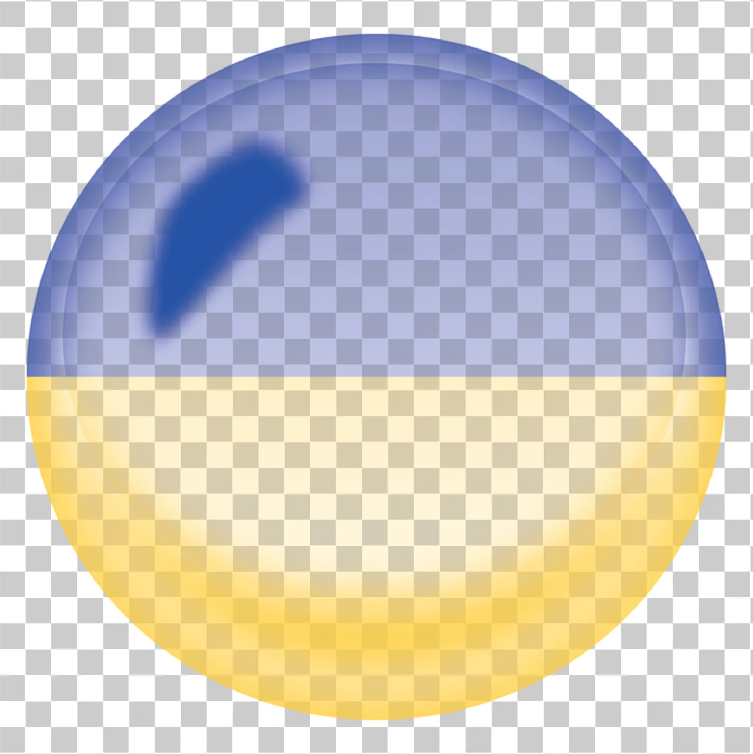 3D kruhová ikona vlajky Ukrajiny - ukrajinský národní symbol v modrém a žlutém PNG s vodoznakem, 