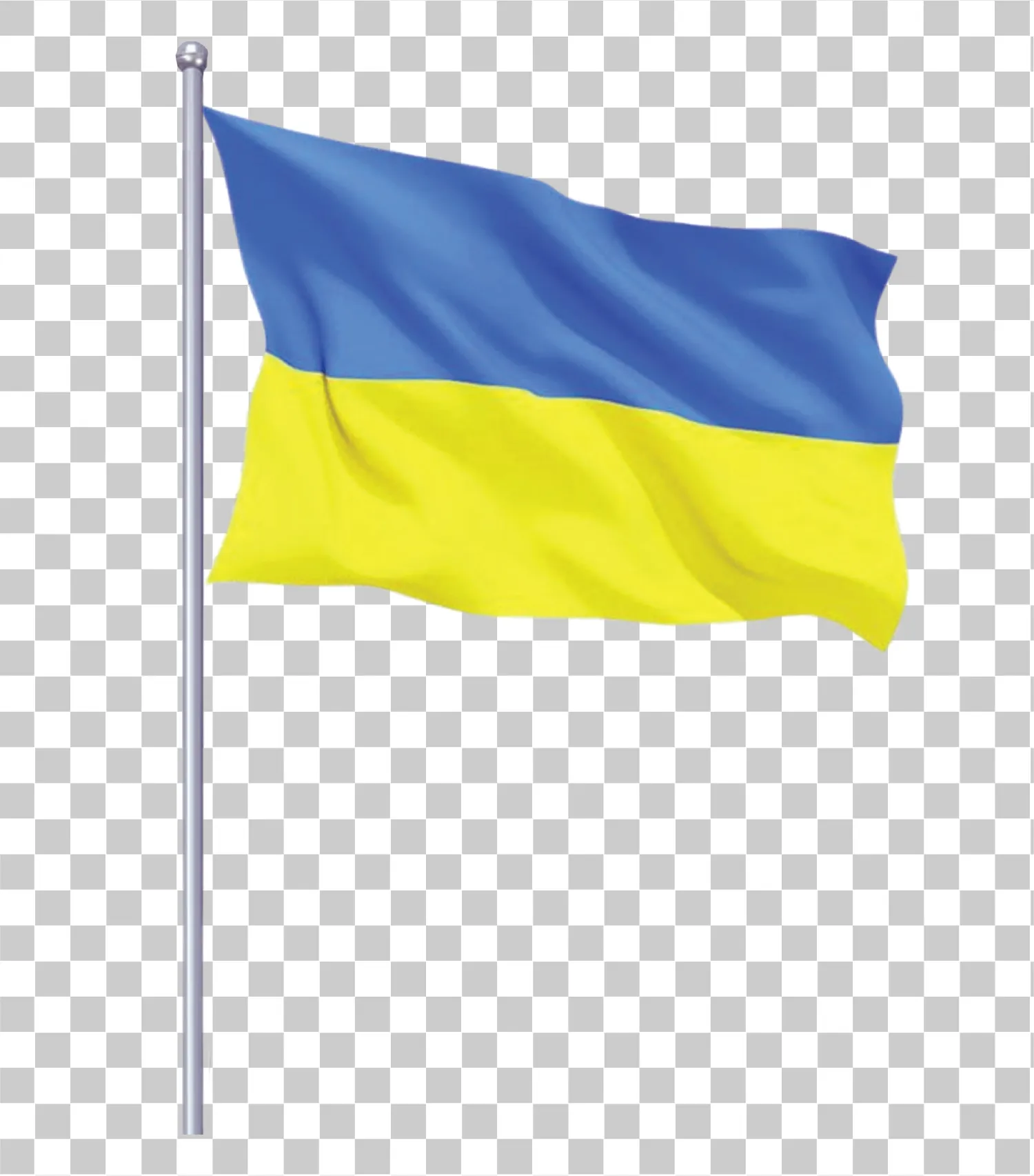 Realistická vlajka Ukrajiny mávající ve větru, Ilustrace modré a žluté ukrajinské národní vlajky PNG, 