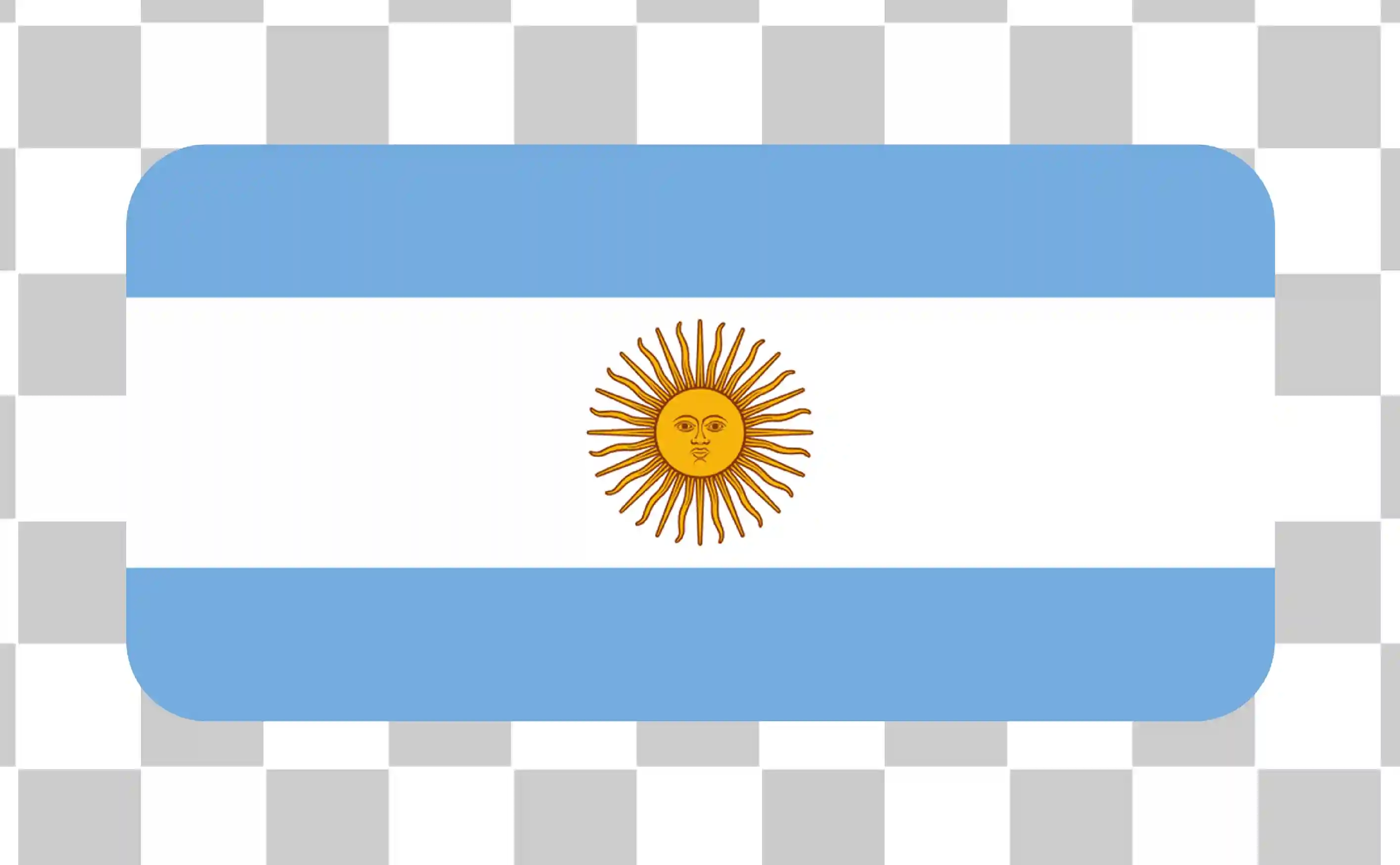 Flag of Argentina, Vector Illustration, Argentina Flag Clipart, National Flag Design, Sun of May Symbol, Rounded Square PNG Template, 